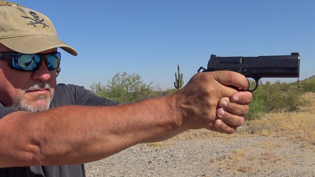 The author shooting the CZ DWX Compact.